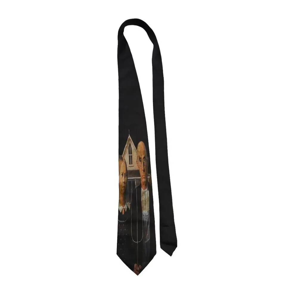 Ralph Marlin Grant Wood's American Gothic NeckTie Men's Vintage 1994